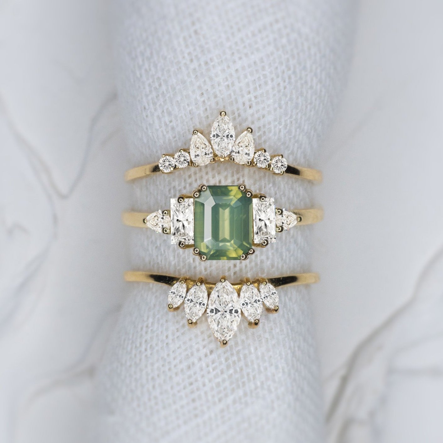 1.29ct Green Sapphire Stardust's Whisper Ring - Lelya - bespoke engagement and wedding rings made in Scotland, UK