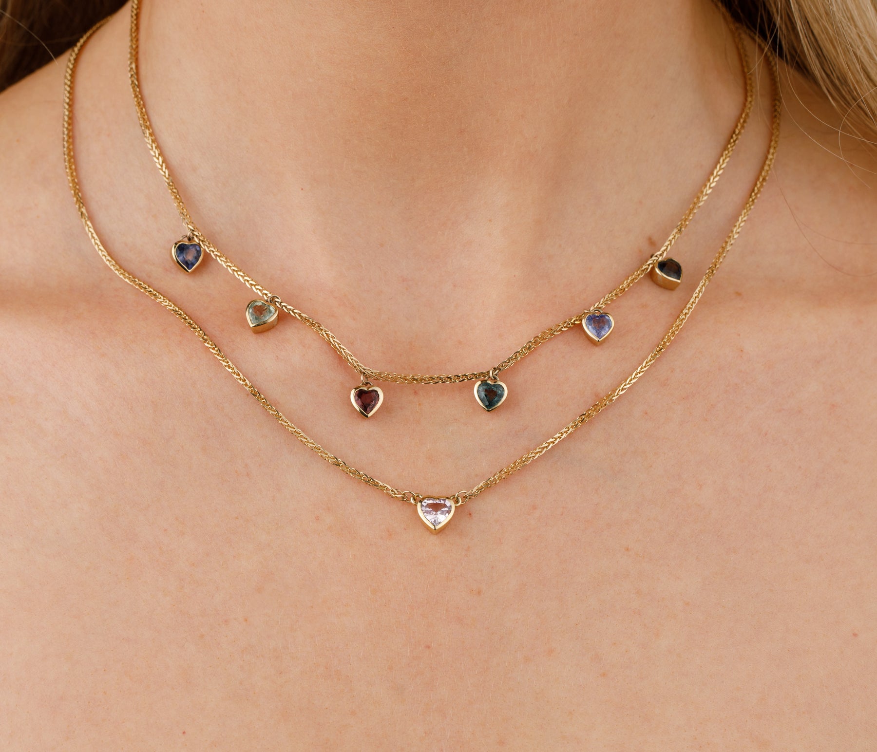 Sapphire Heart 9ct Gold Chain - Boutee
