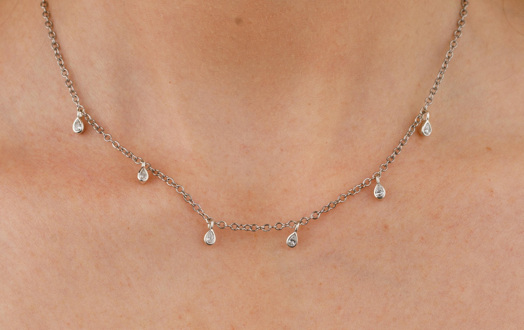 6 Stone Pear Drop Diamond Necklace - Boutee