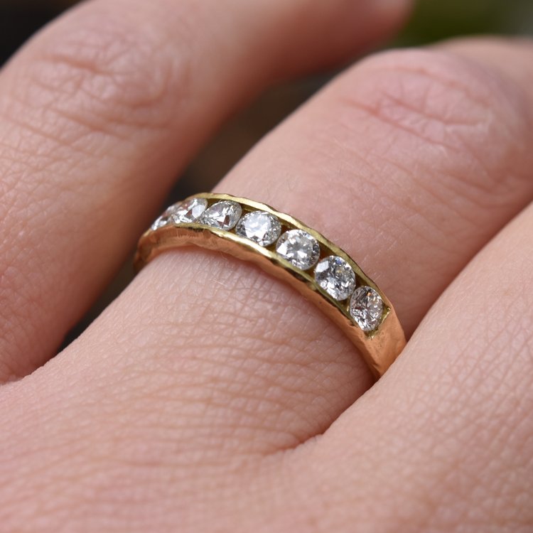 Channel Set Diamond & 18ct Yellow Gold Half Eternity Ring - Boutee