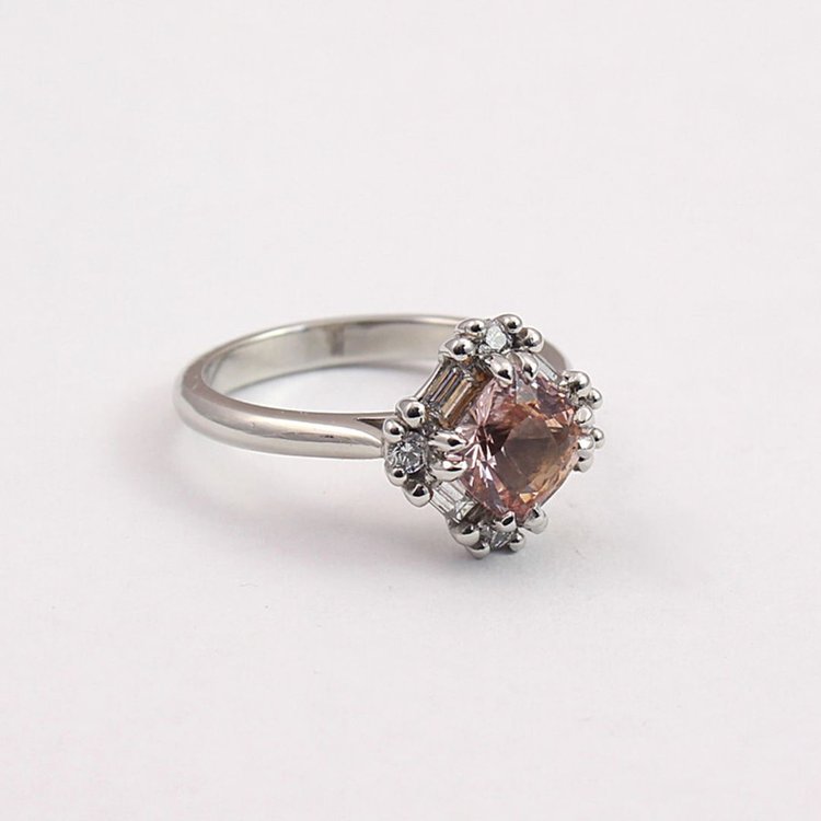 Octagon Pink Sapphire Diamond Modern Custer - Boutee