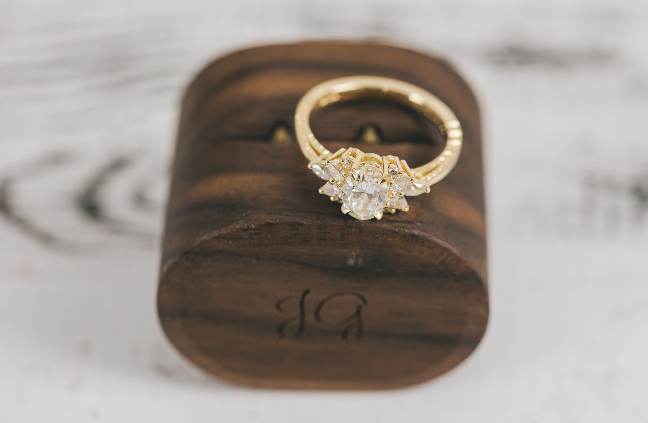 Mehndi Inspired Floral Cluster Engagement Ring - Boutee
