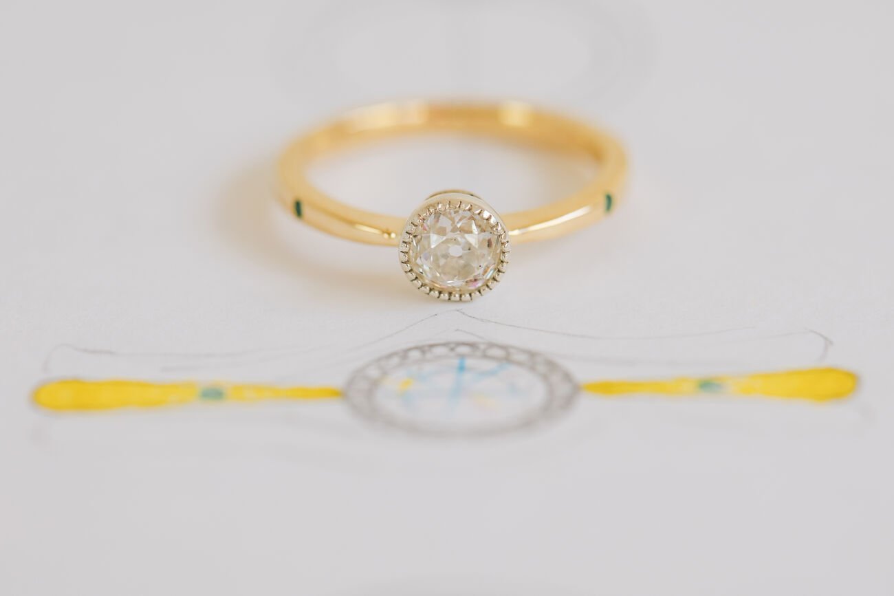 Emerald and Diamond Twist Trilogy Engagement Ring - Boutee