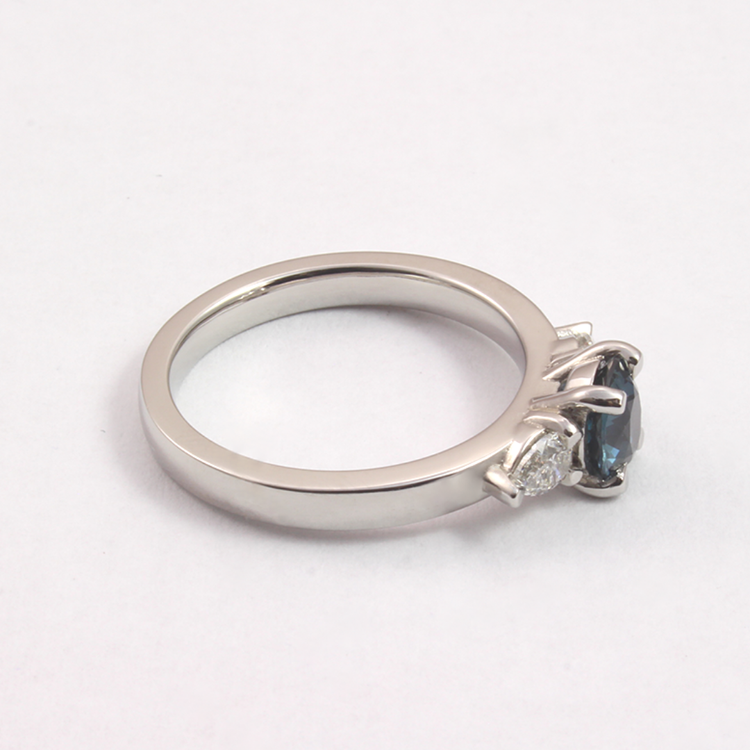 Teal Sapphire & Diamond Trilogy Ring - Boutee