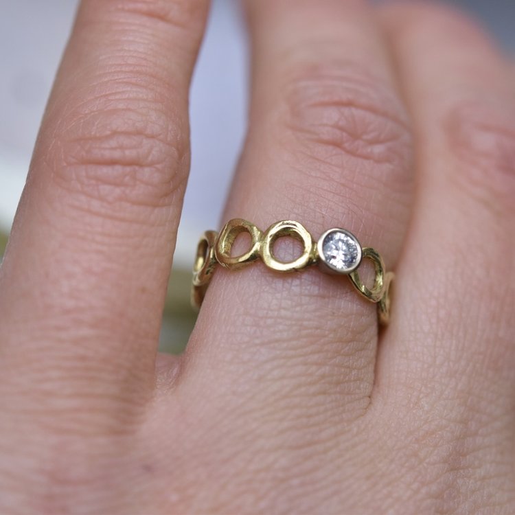 0.2ct Diamond 18ct White and Yellow Gold Bubble Ring - Boutee