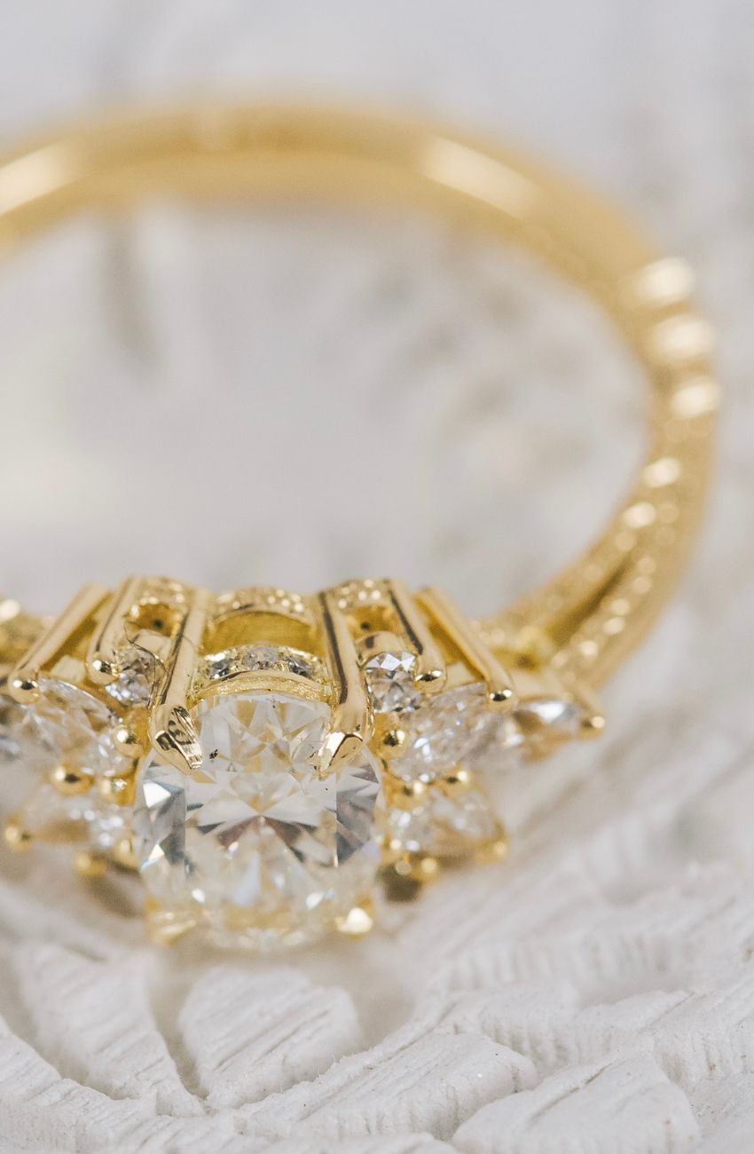 Mehndi Inspired Floral Cluster Engagement Ring - Boutee