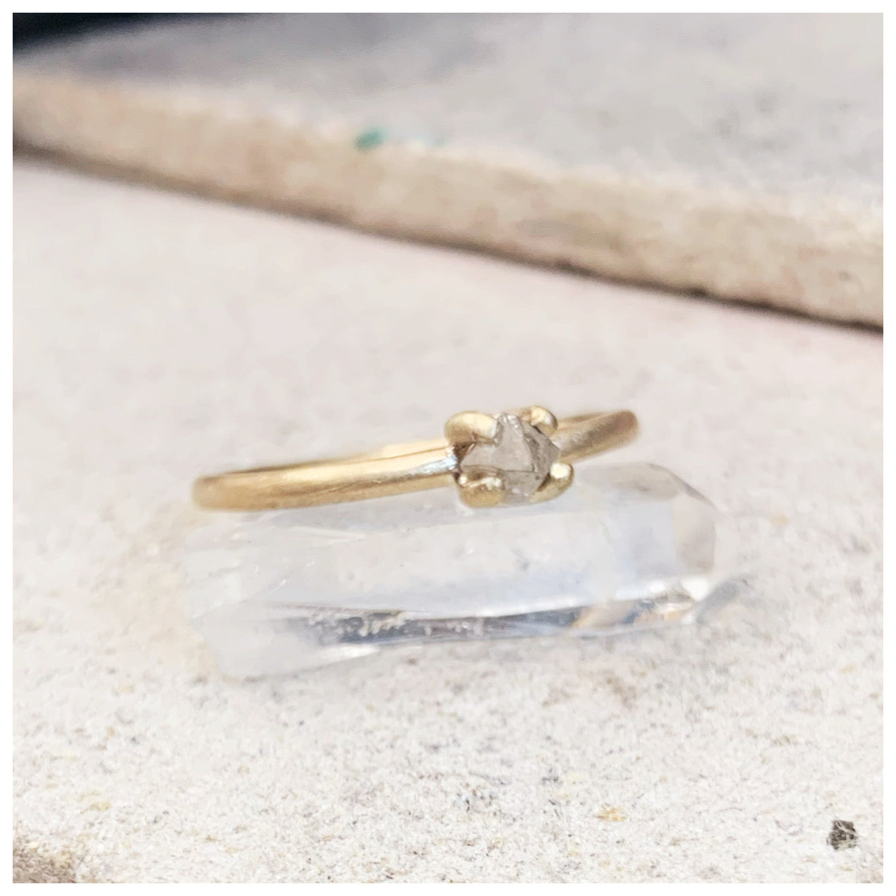 Rosie - Raw diamond and recycled 9ct gold engagement ring - Boutee
