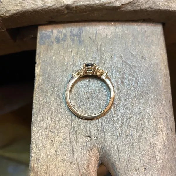 Sapphire & Diamond Trilogy Engagement Ring - Boutee