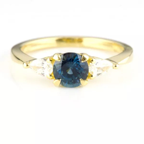 Sapphire & Diamond Trilogy Engagement Ring - Boutee
