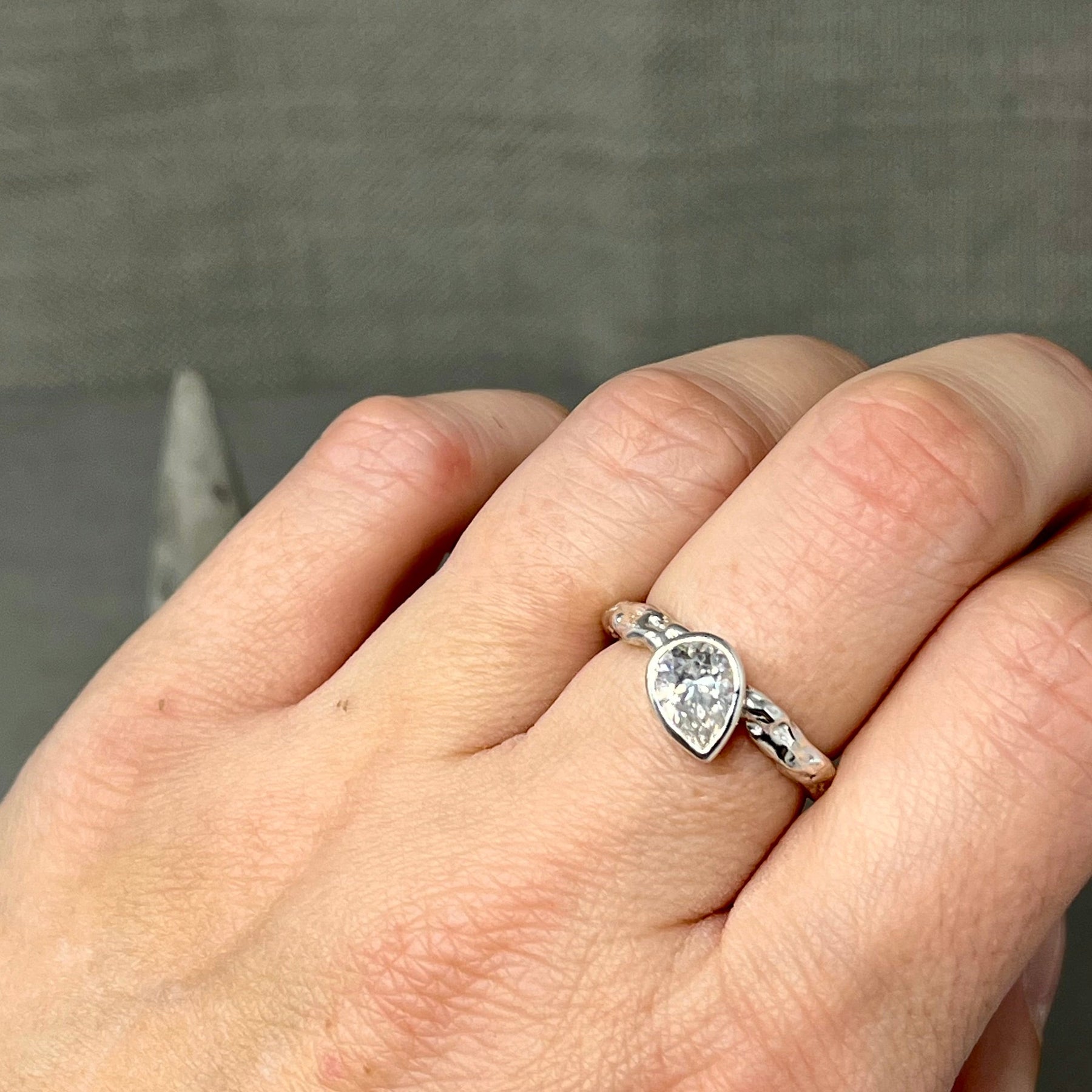 Moissanite Teardrop Engagement Ring - Boutee