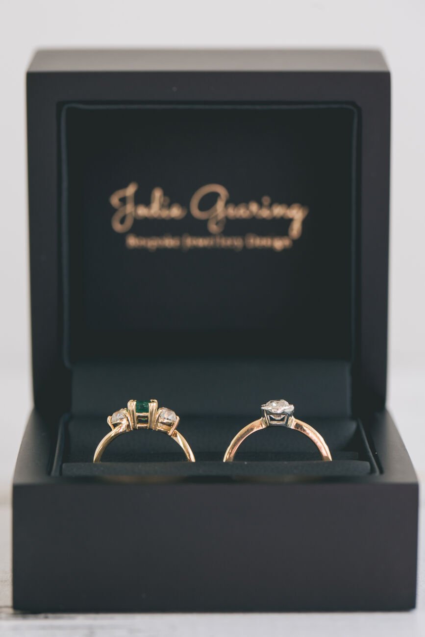Emerald and Diamond Twist Trilogy Engagement Ring - Boutee