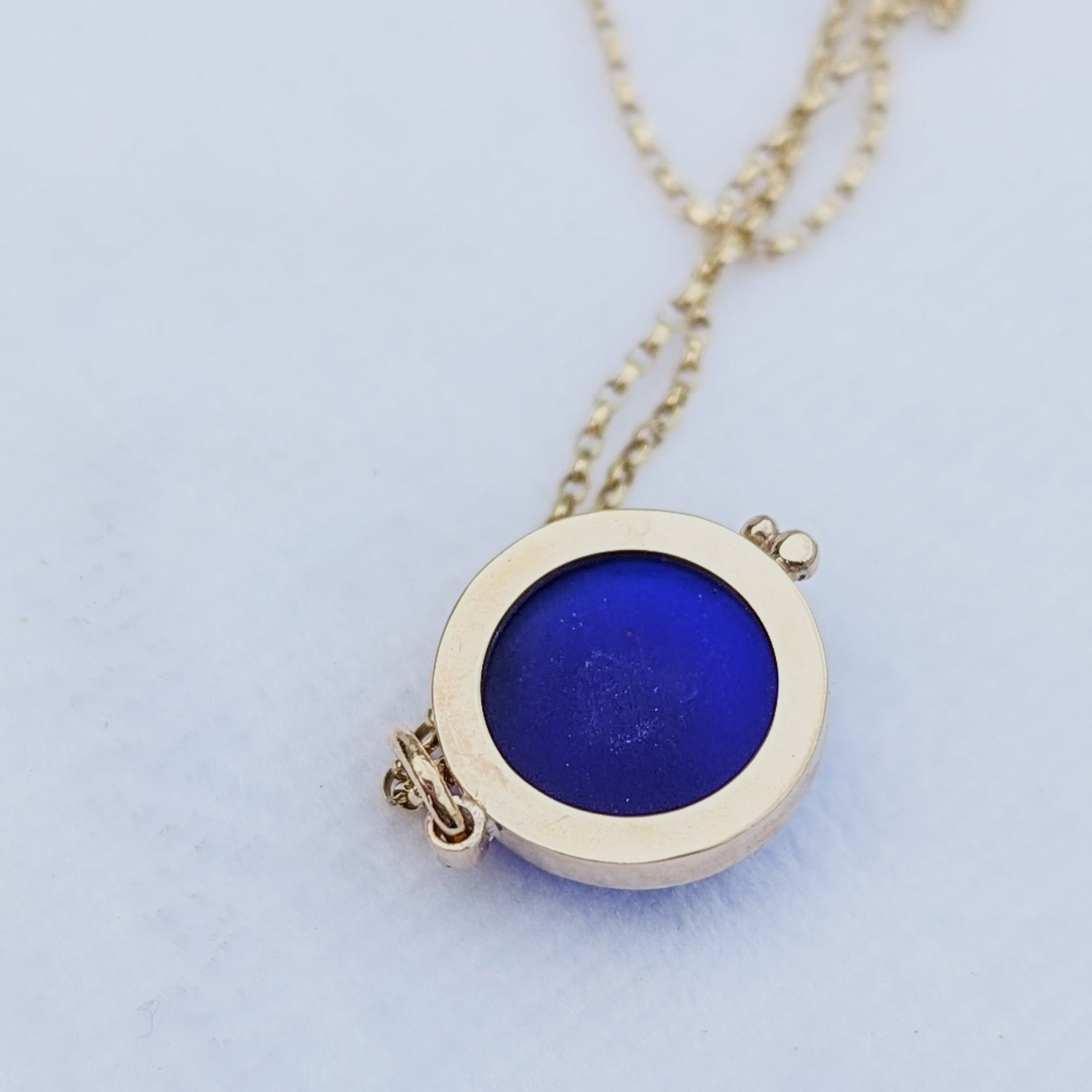 9ct Gold Cobalt Blue Sea Glass Necklace by Booblinka Jewellery