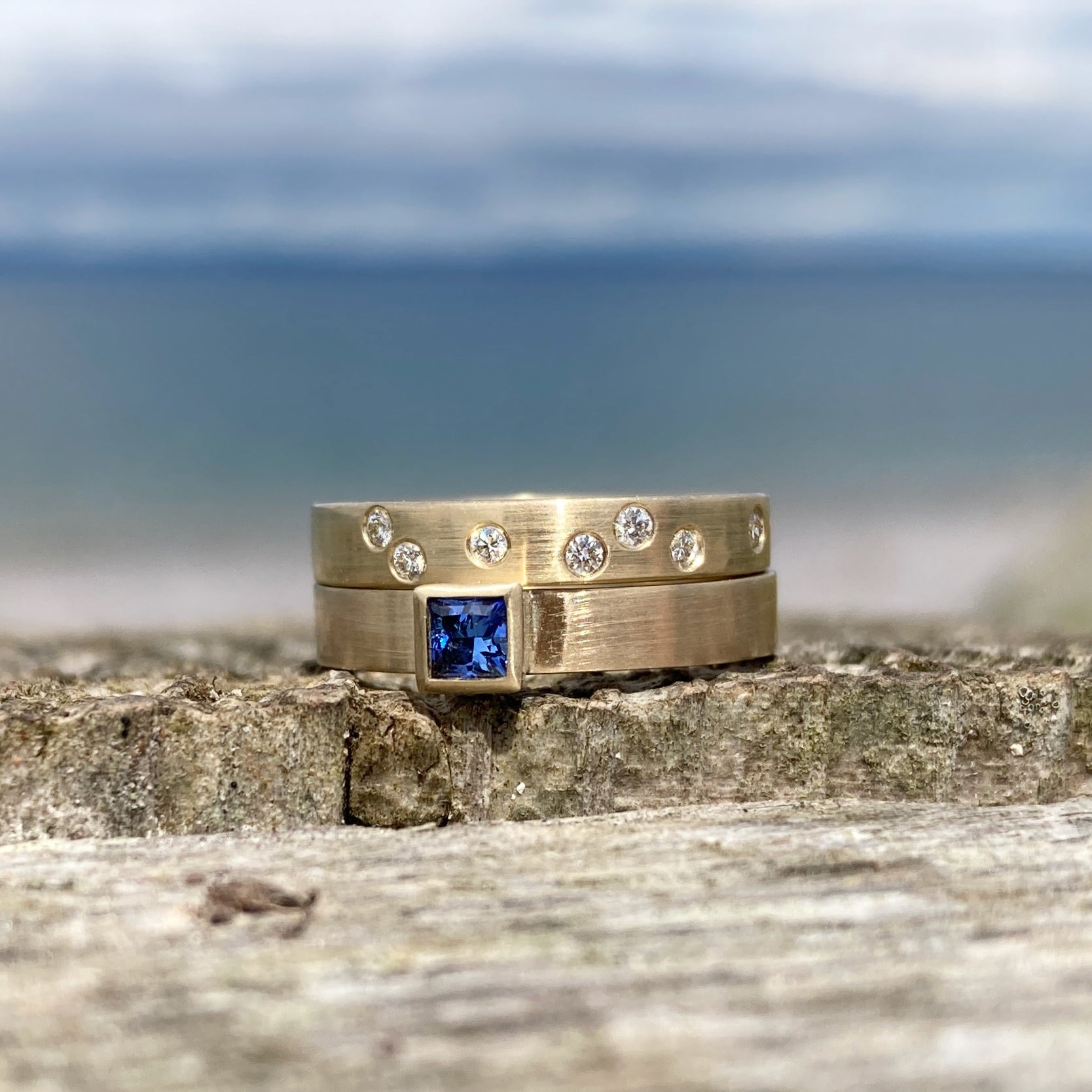 Square Sapphire Gold Ring