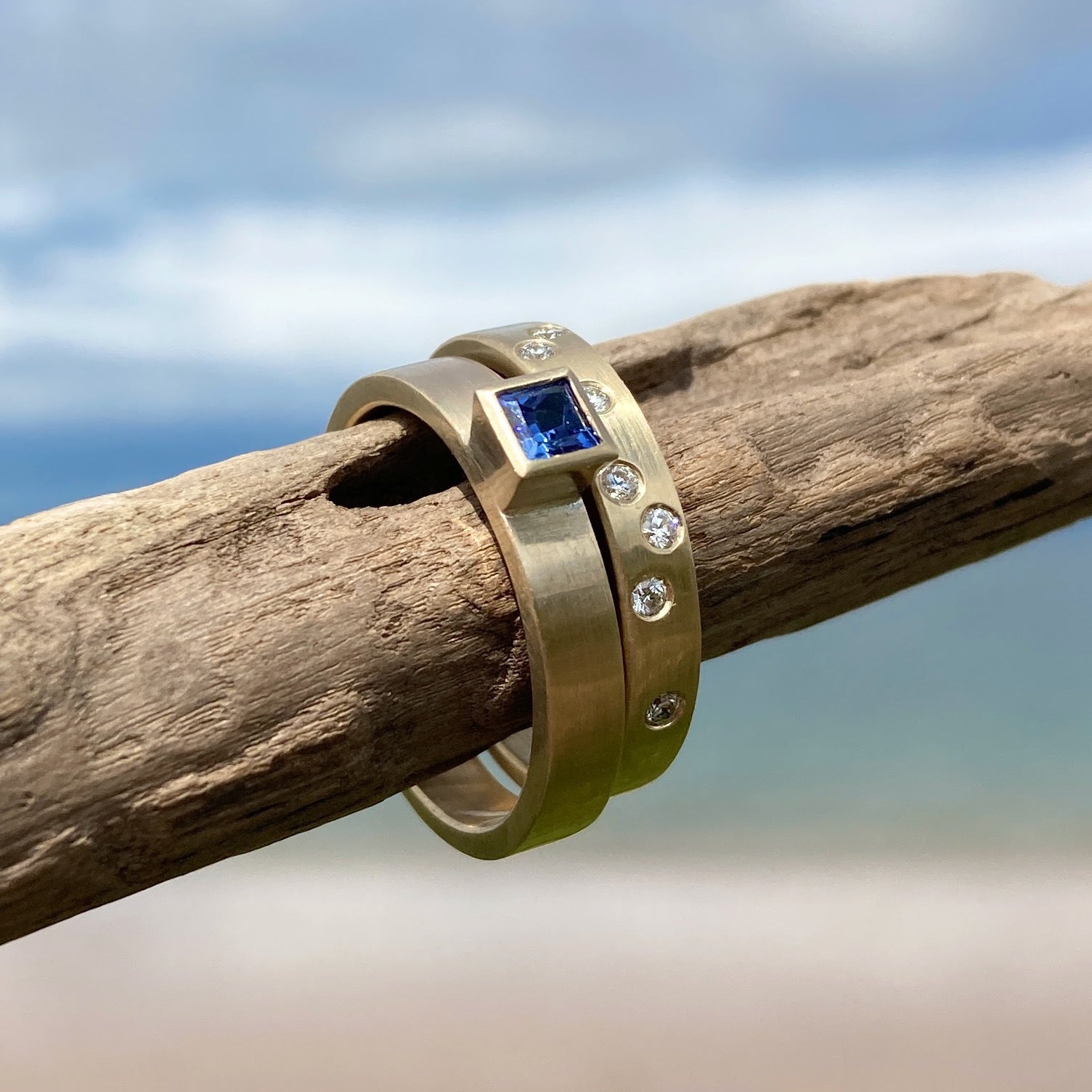 Square Sapphire Gold Ring