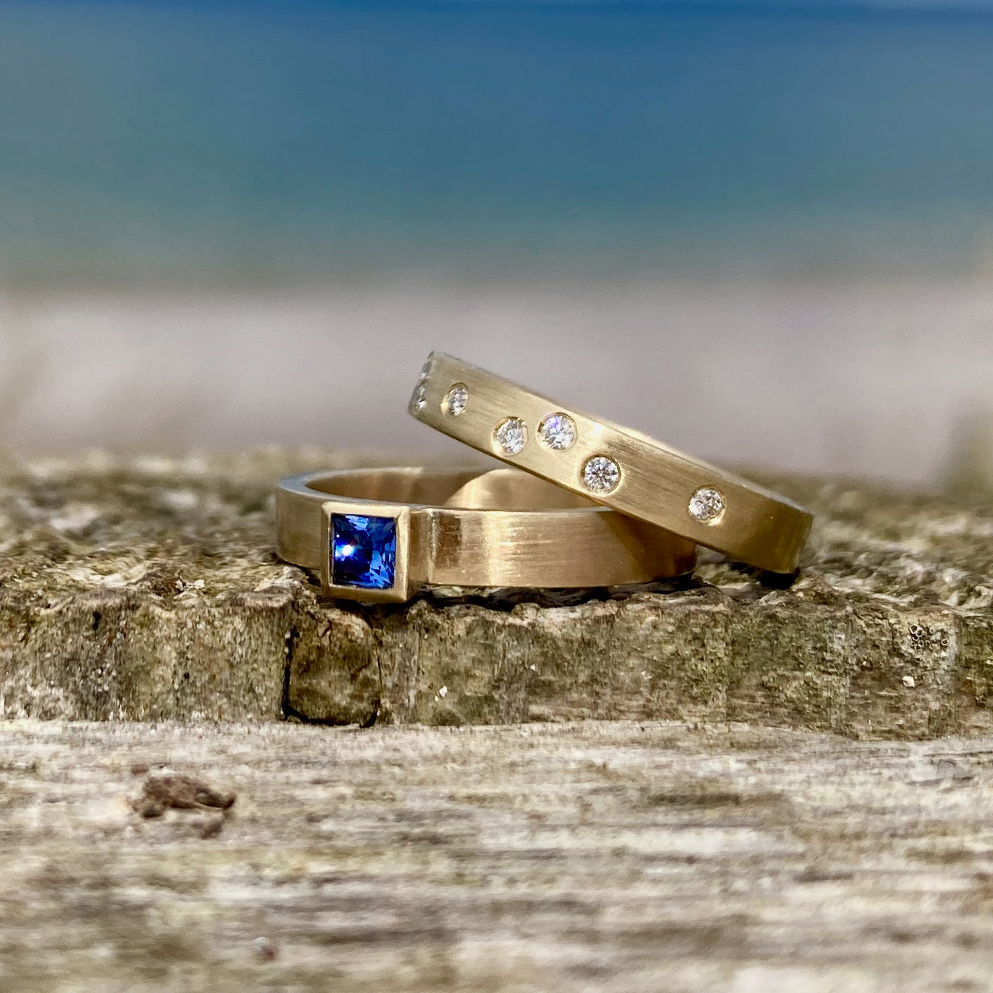 Square Sapphire Gold Ring