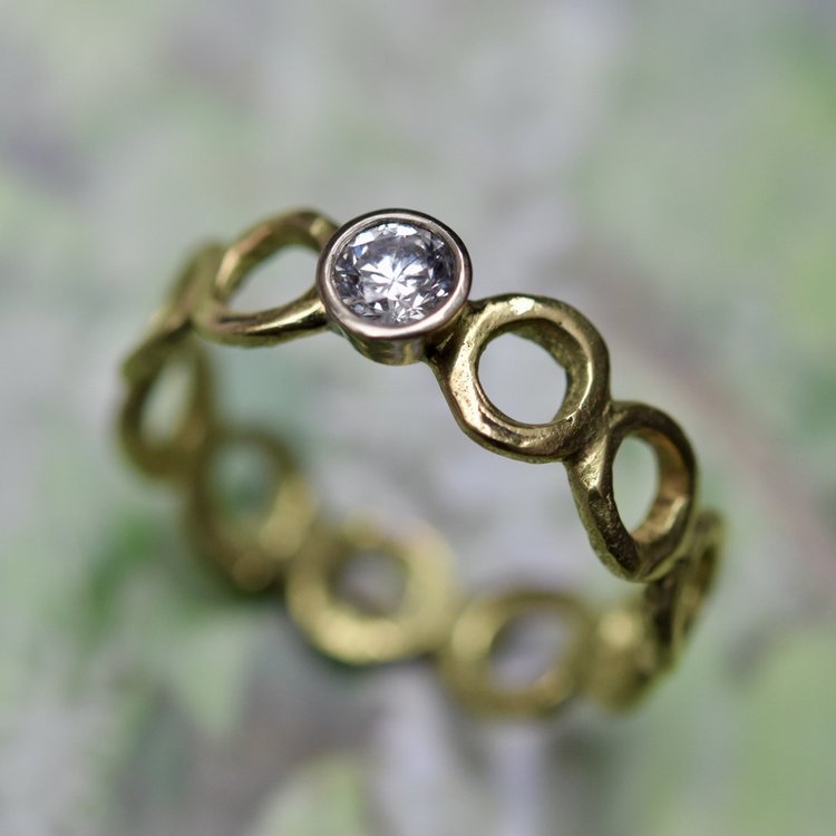 0.2ct Diamond 18ct White and Yellow Gold Bubble Ring - Boutee