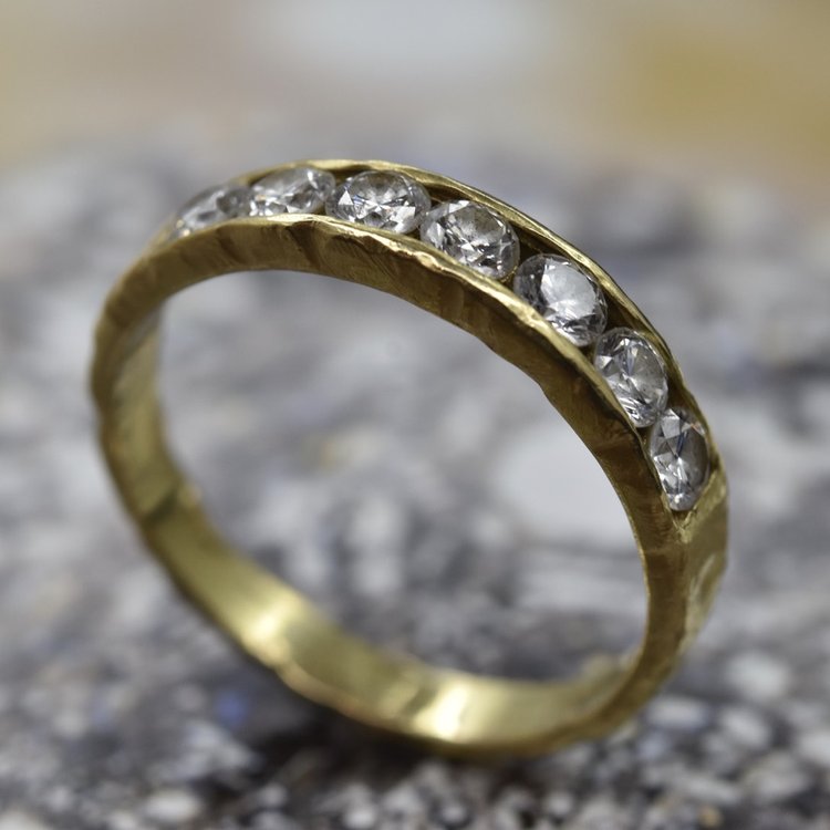 Channel Set Diamond & 18ct Yellow Gold Half Eternity Ring - Boutee
