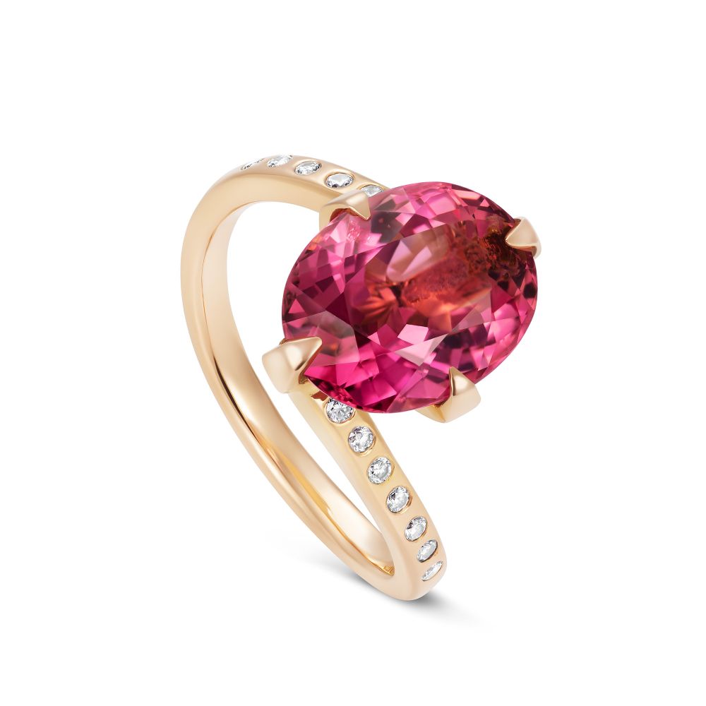 Pink Tourmaline Twist Ring - Boutee