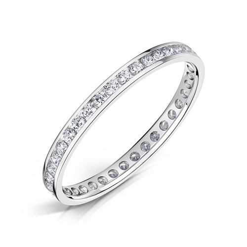Platinum Channel Set Diamond Eternity Ring - Boutee