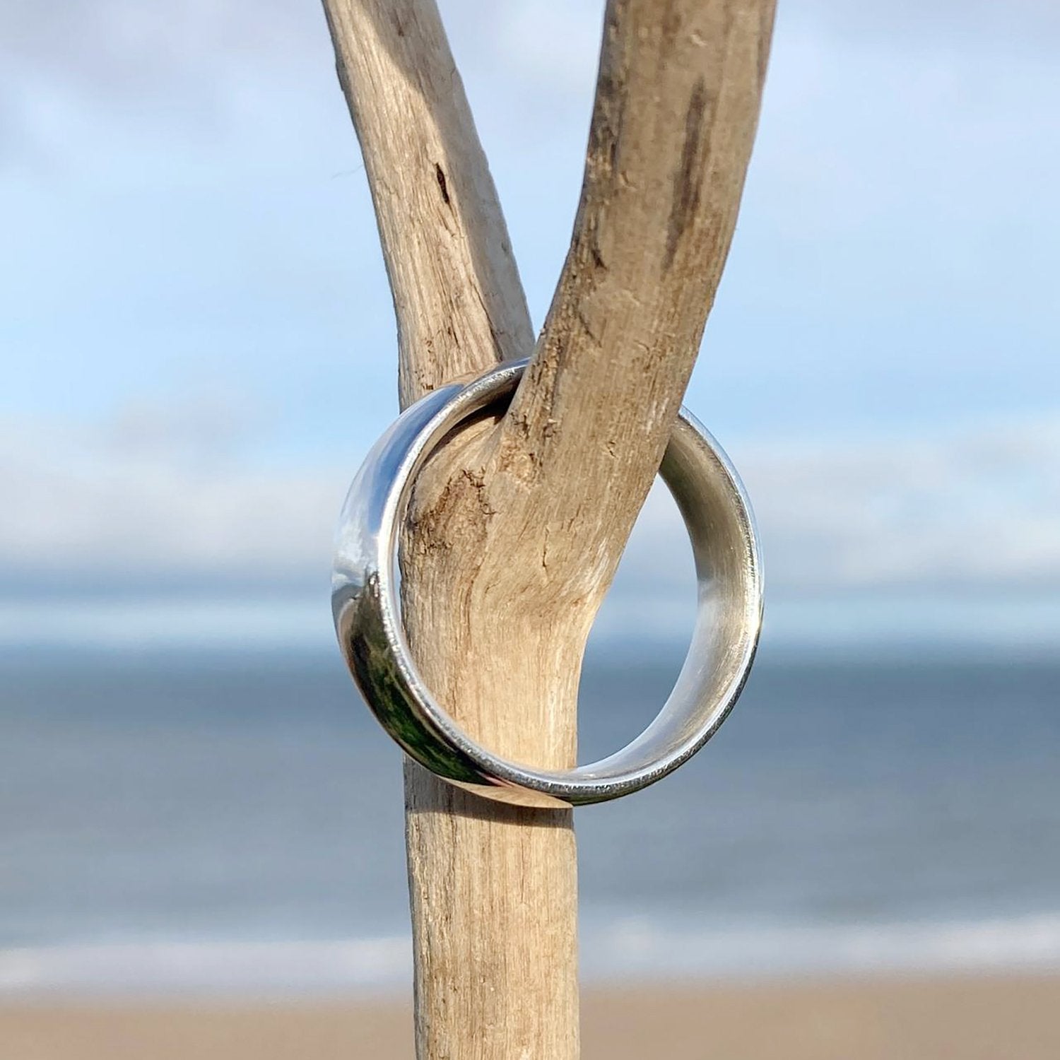 Elements Oval Profile Wedding Ring Sterling Silver