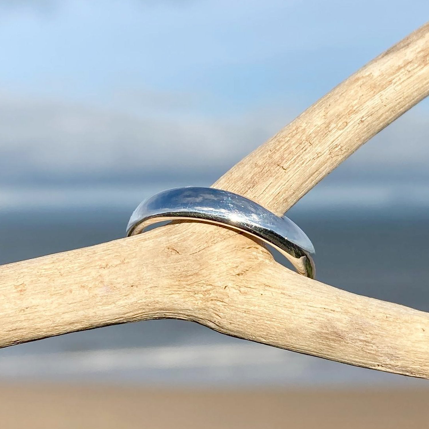Elements Oval Profile Wedding Ring Sterling Silver