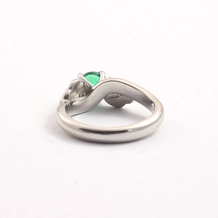 Emerald & Diamond 3 Stone Leaf Ring - Boutee