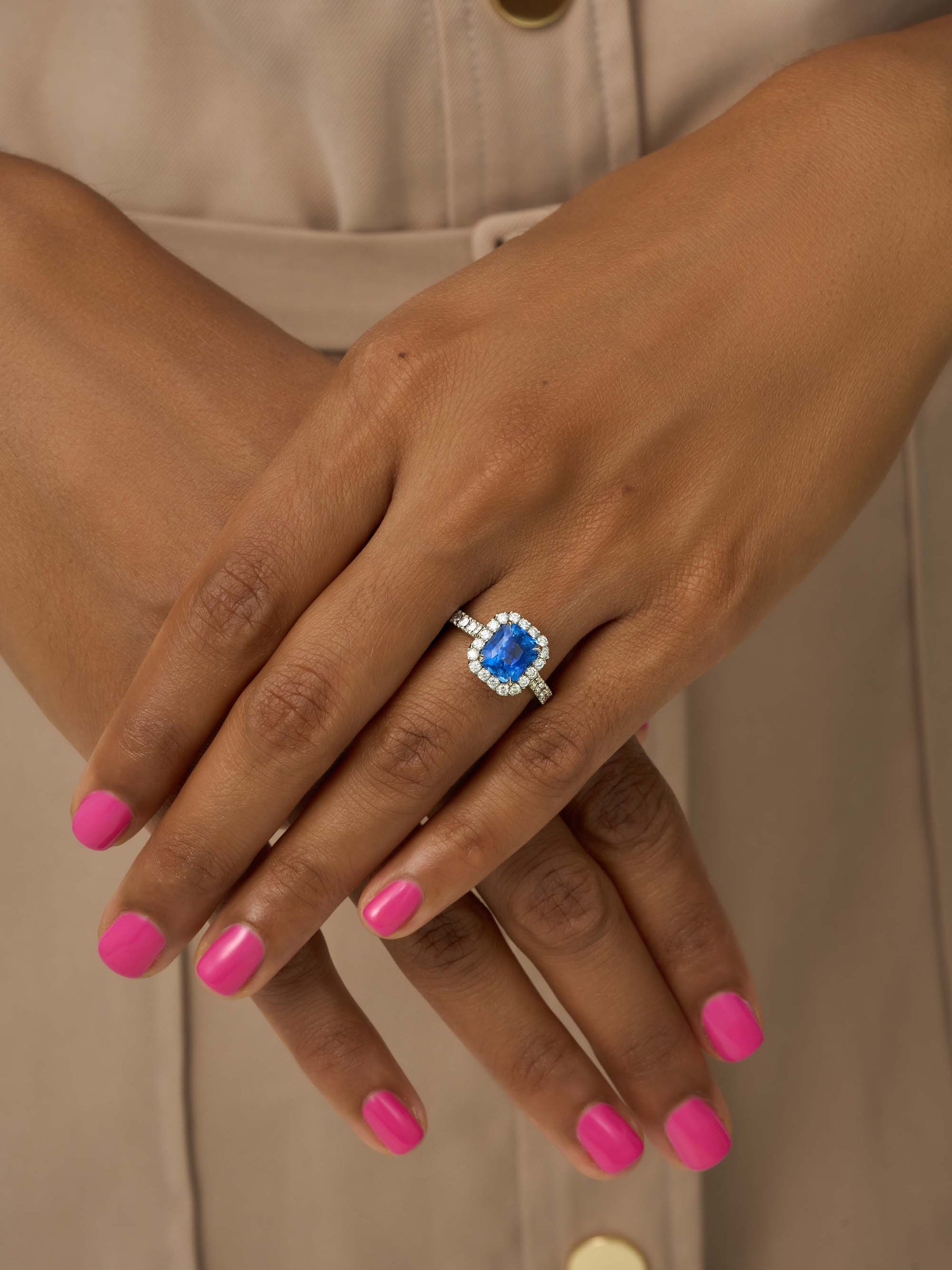 Natural Blue Sapphire Platinum Ring - Boutee