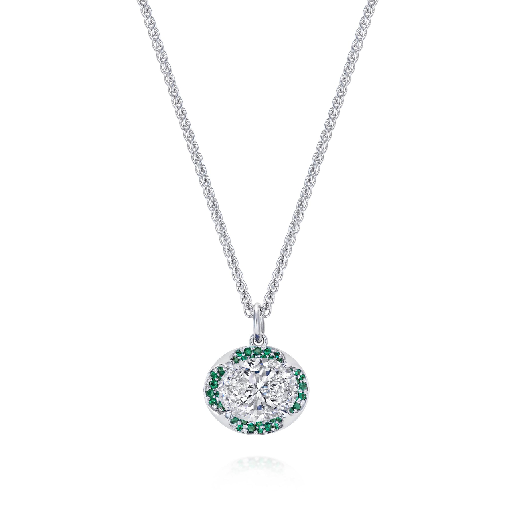 Fleur De Lys Diamond & Emerald Pendant