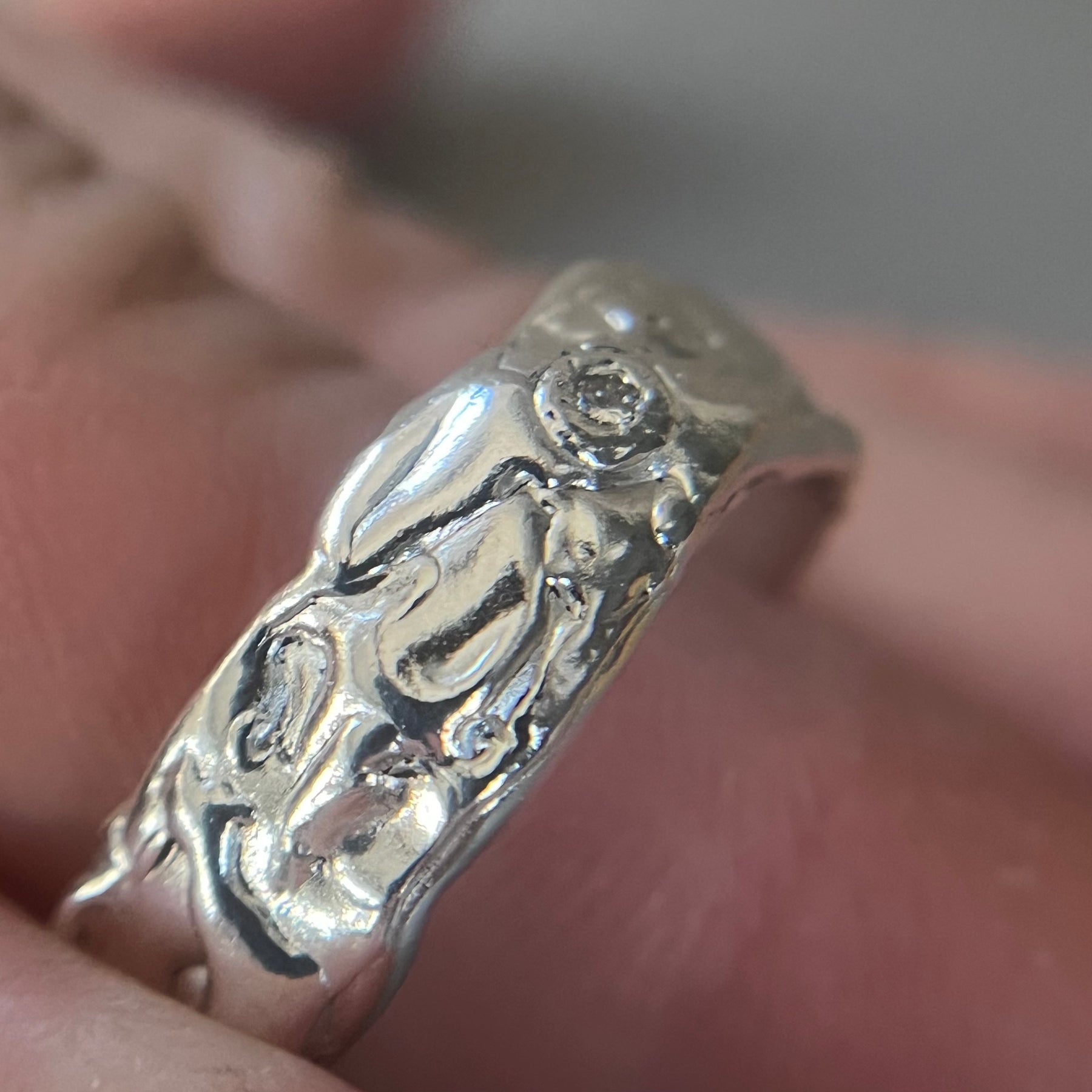Wide Diamond Molten Wedding Ring - Boutee