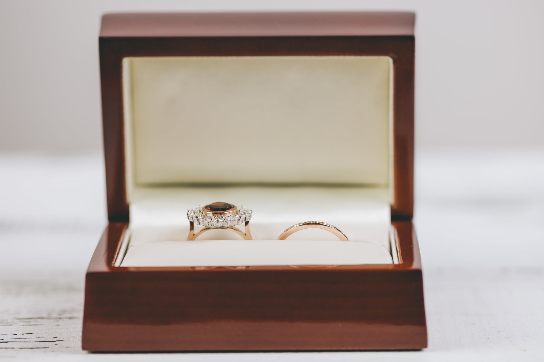 Garnet and Diamond Cluster Engagement Ring - Boutee