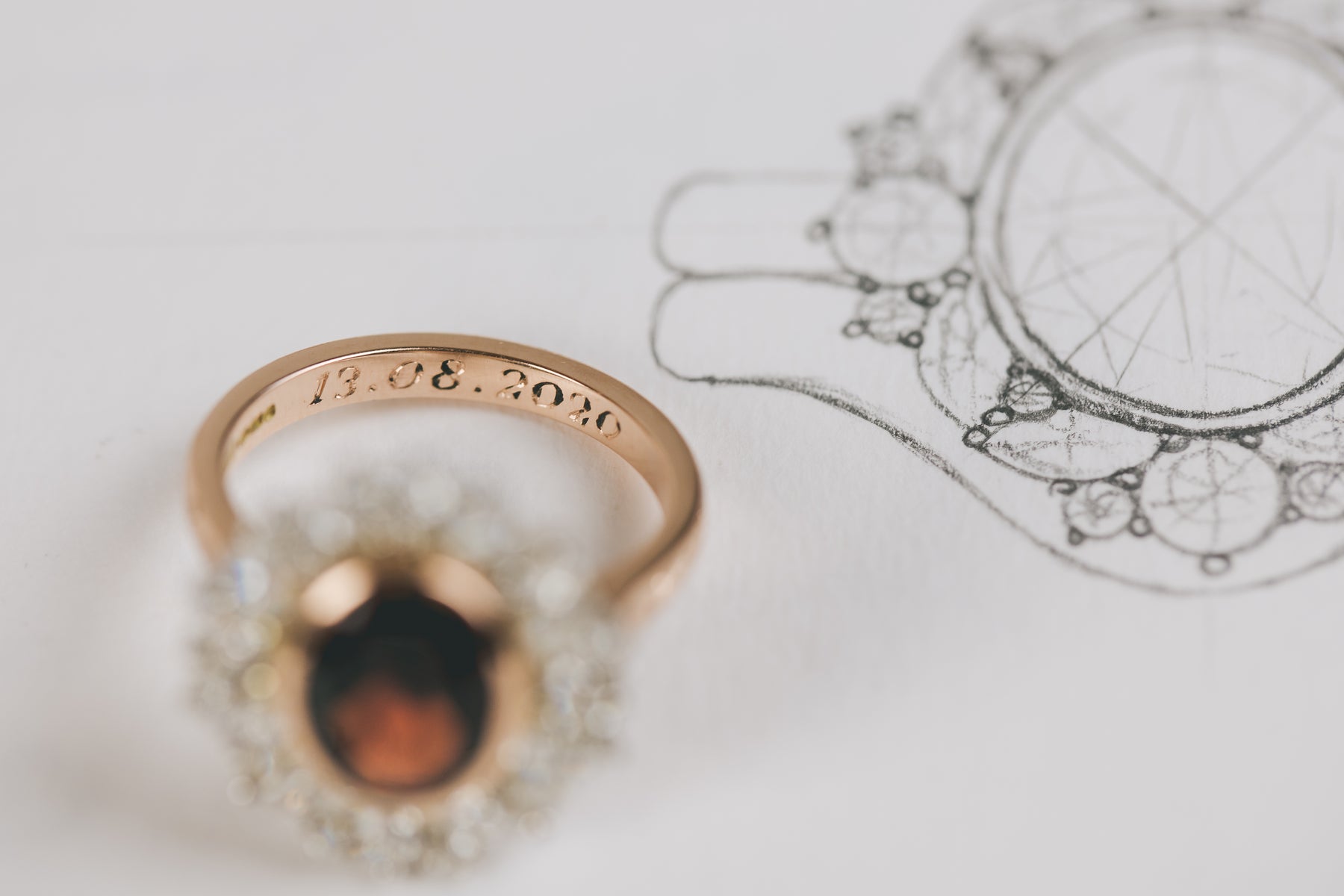 Garnet and Diamond Cluster Engagement Ring - Boutee
