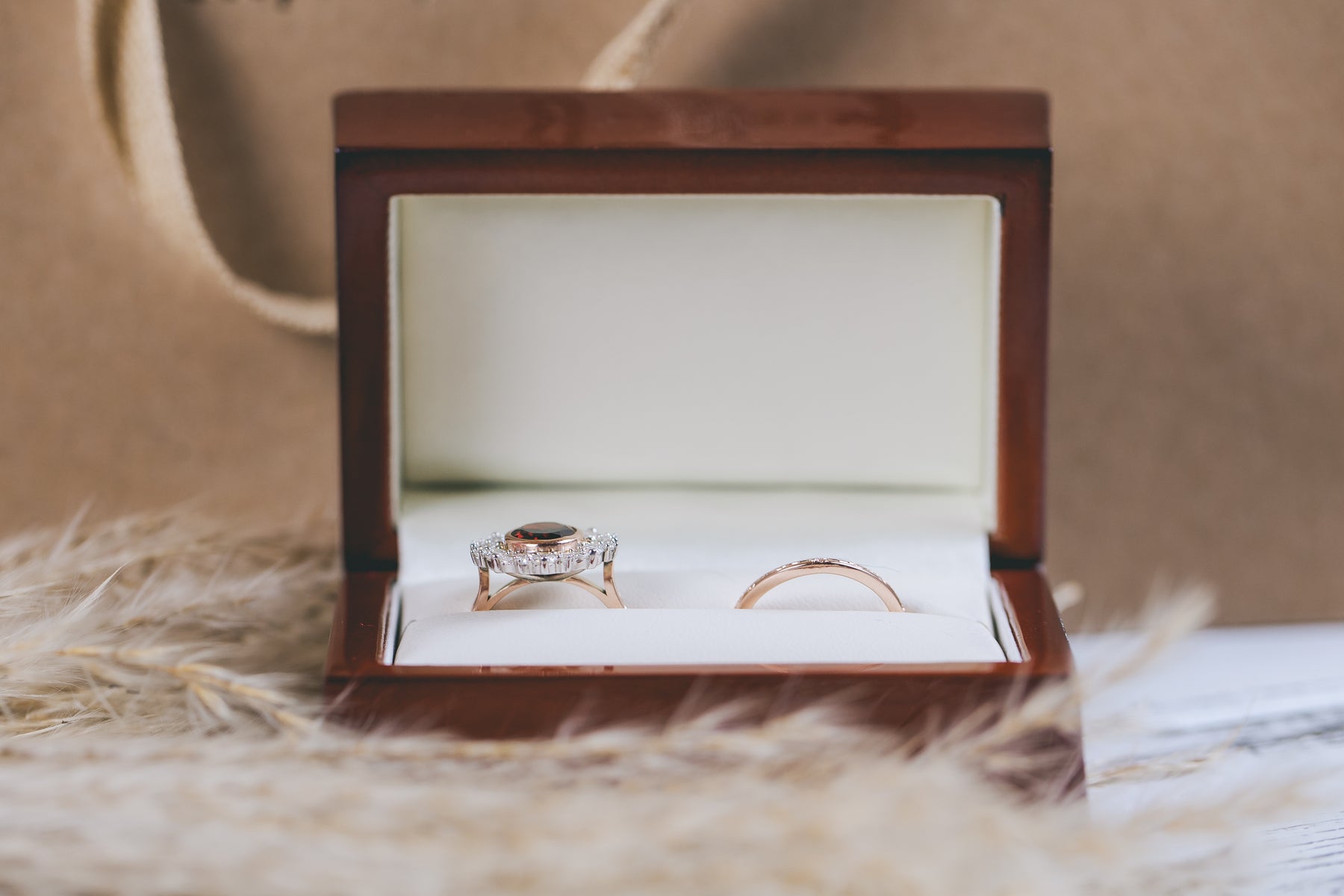 Garnet and Diamond Cluster Engagement Ring - Boutee