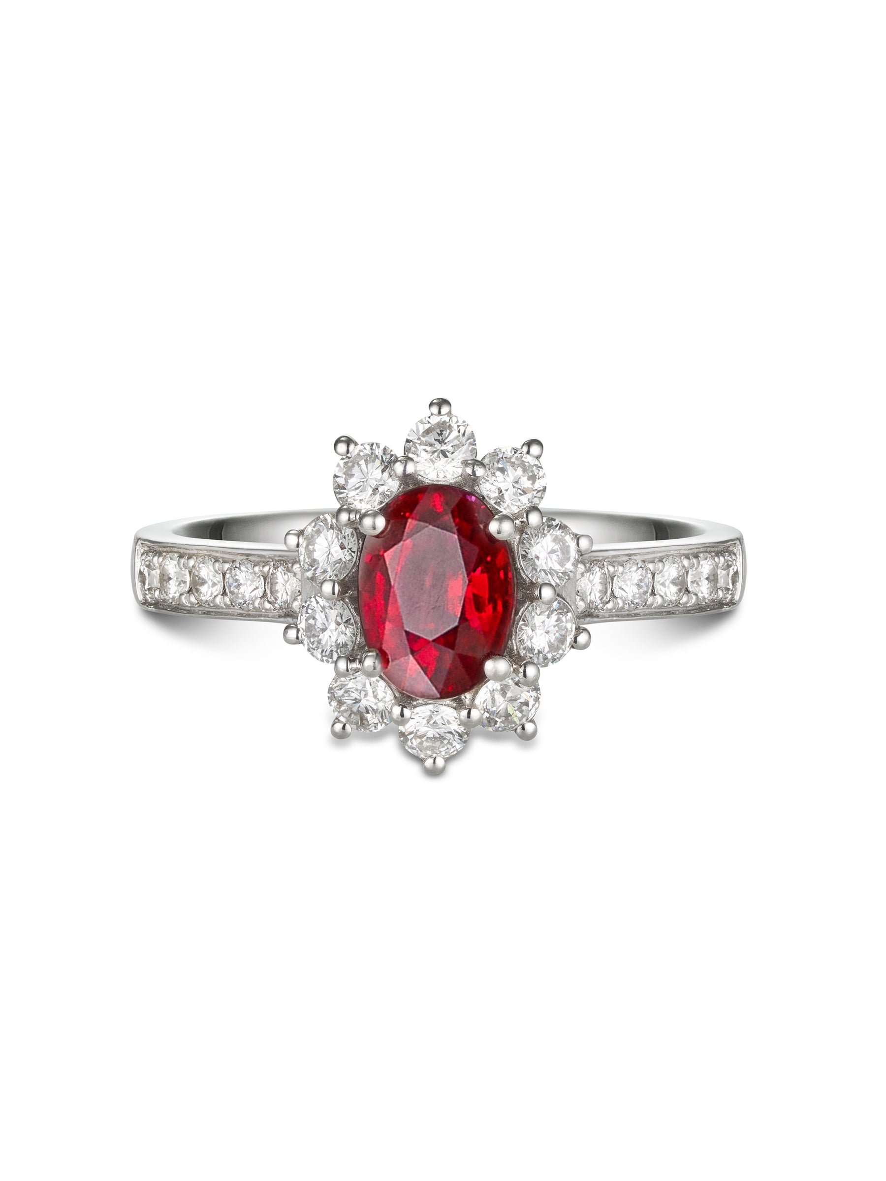 Natural Ruby & Diamond Halo Ring - Boutee