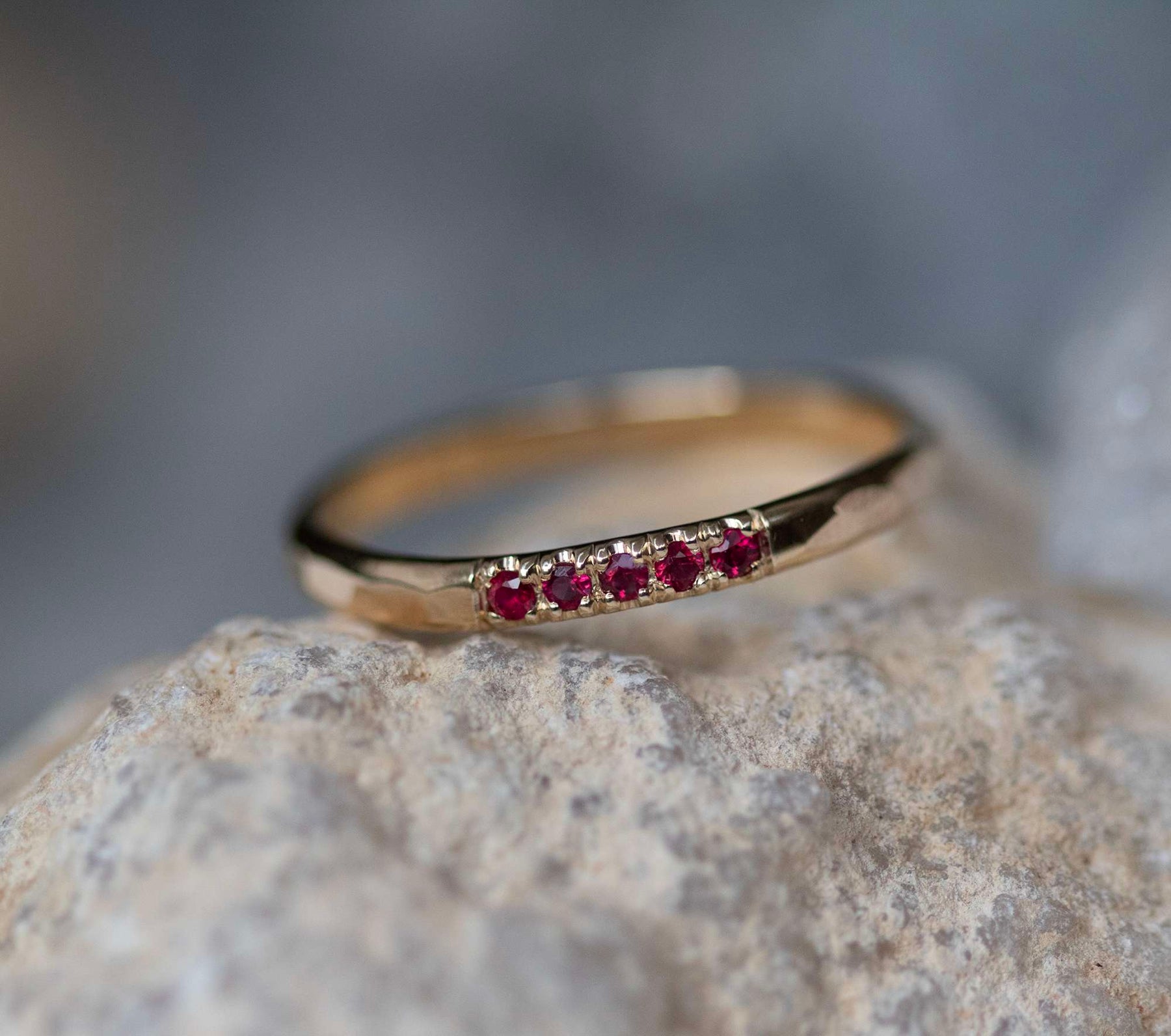 Five Ruby Crown Set Ring - Boutee