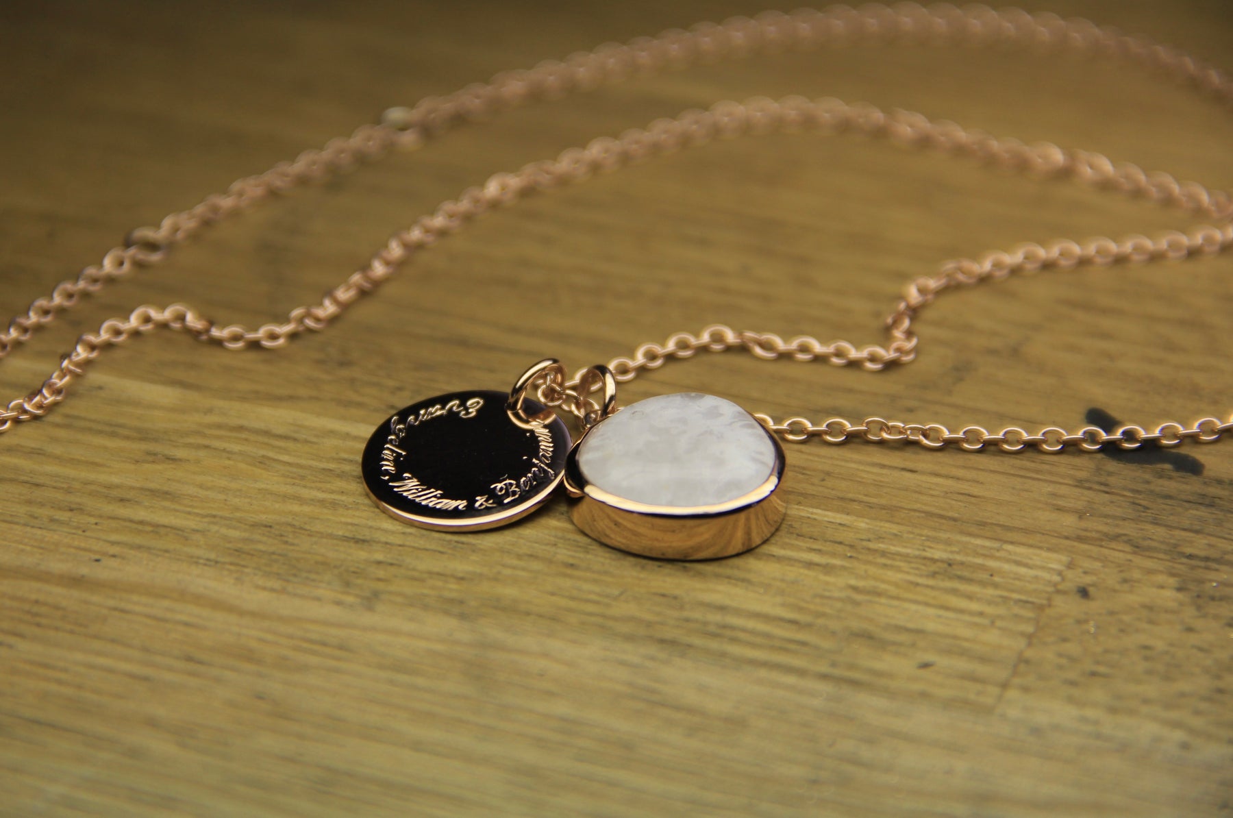 Rose Gold Name Tag & Birthstone Pendant - Boutee