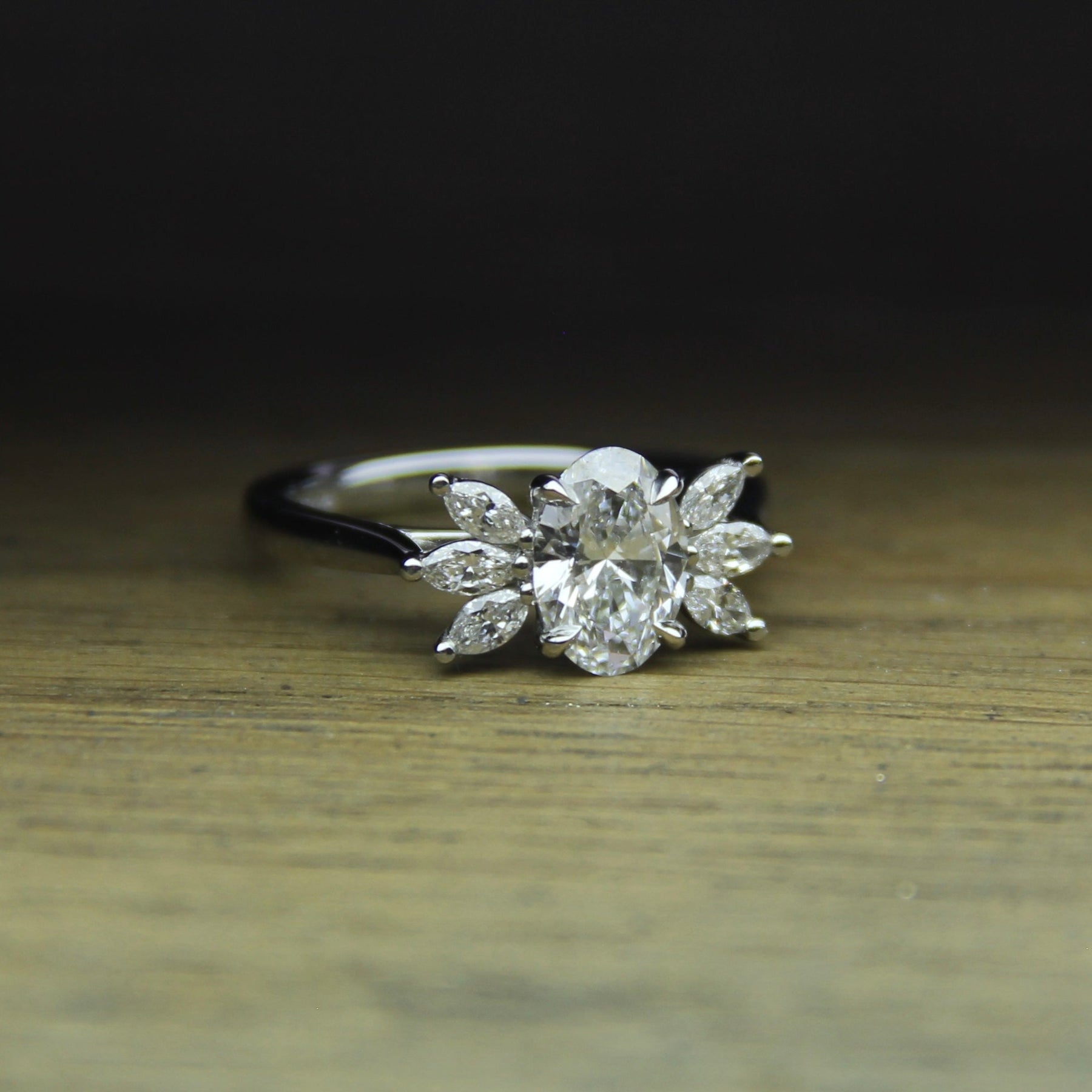 Oval Diamond, Platinum Engagement Ring - Boutee