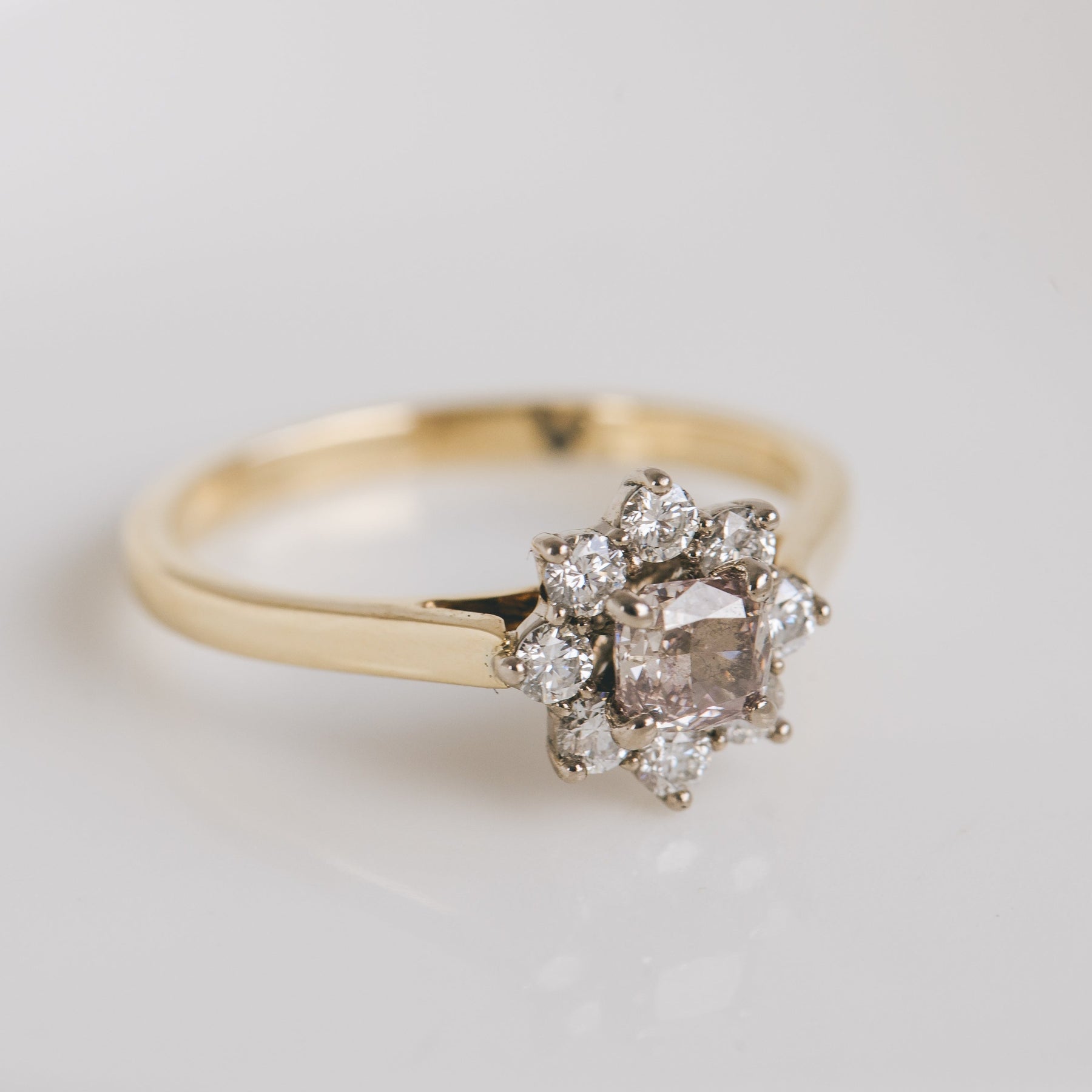 Natural Pink Diamond Cluster Engagement Ring - Boutee