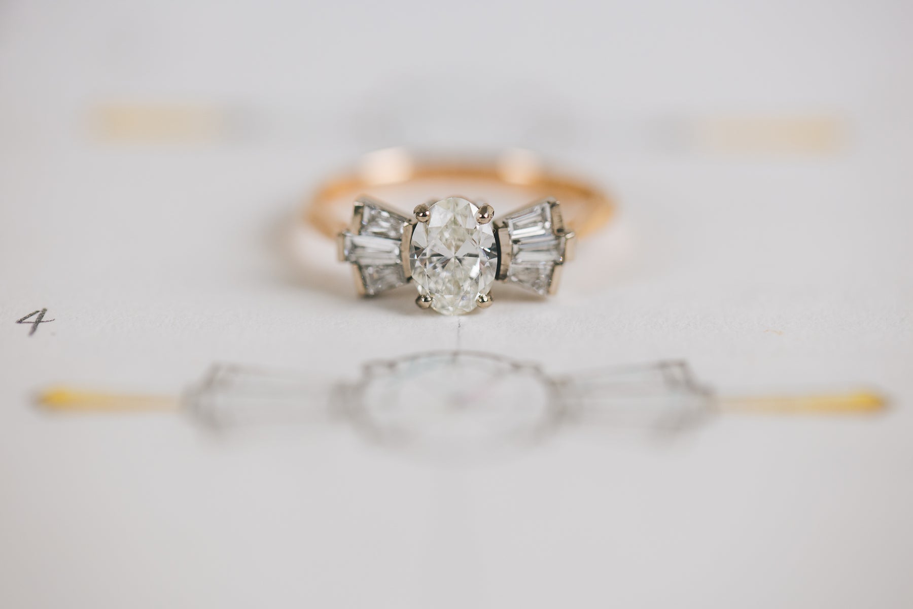 Contemporary Twist on Art Deco Engagement Ring - Boutee
