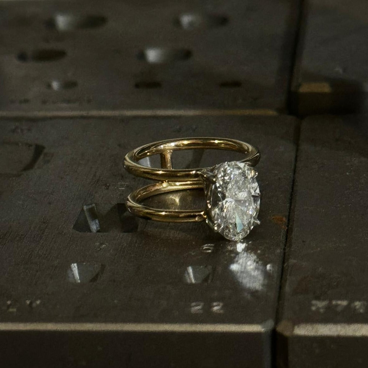 Oval Cut Diamond Double Band Ring - Boutee
