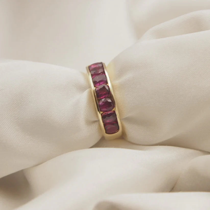 Ruby Half Eternity 9ct Gold Ring - Boutee