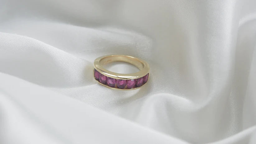 Ruby Half Eternity 9ct Gold Ring - Boutee