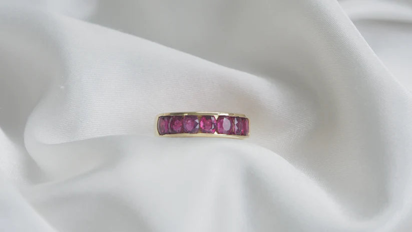 Ruby Half Eternity 9ct Gold Ring - Boutee