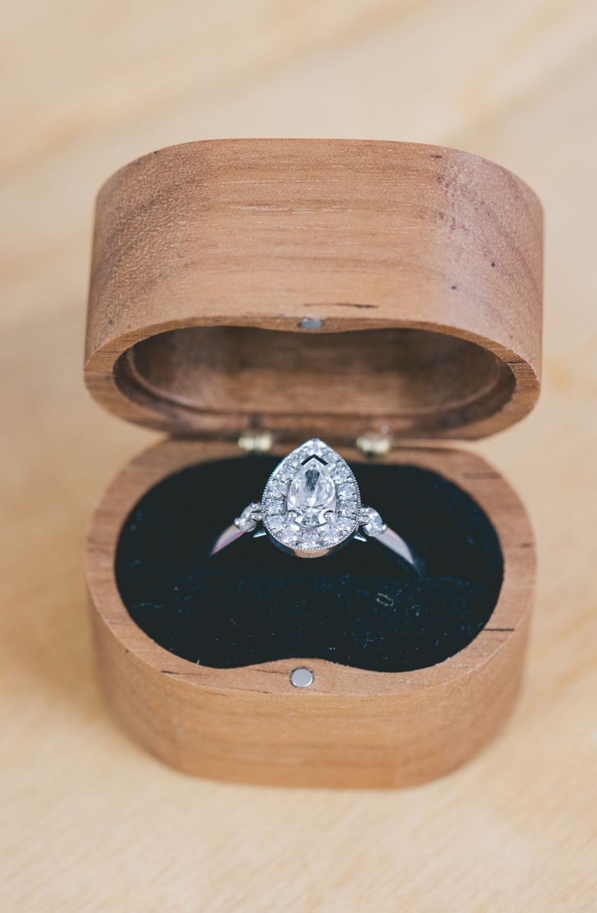 Pear Shaped Halo Engagement Ring - Boutee