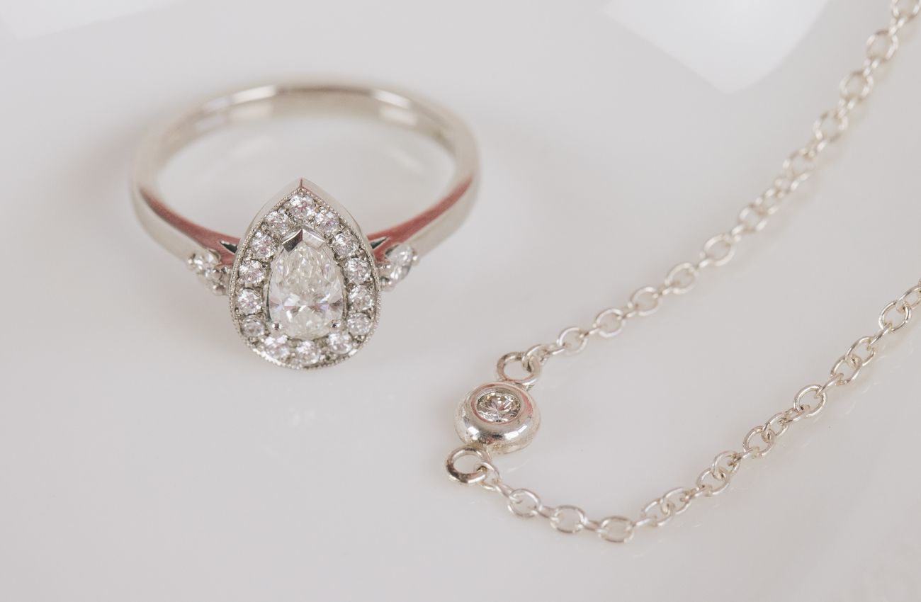Pear Shaped Halo Engagement Ring - Boutee