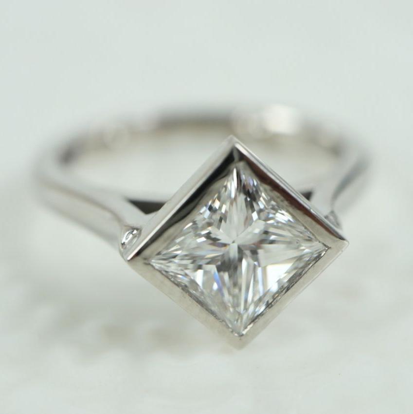 Princess Cut Diamond Bezel Set Solitaire - Boutee