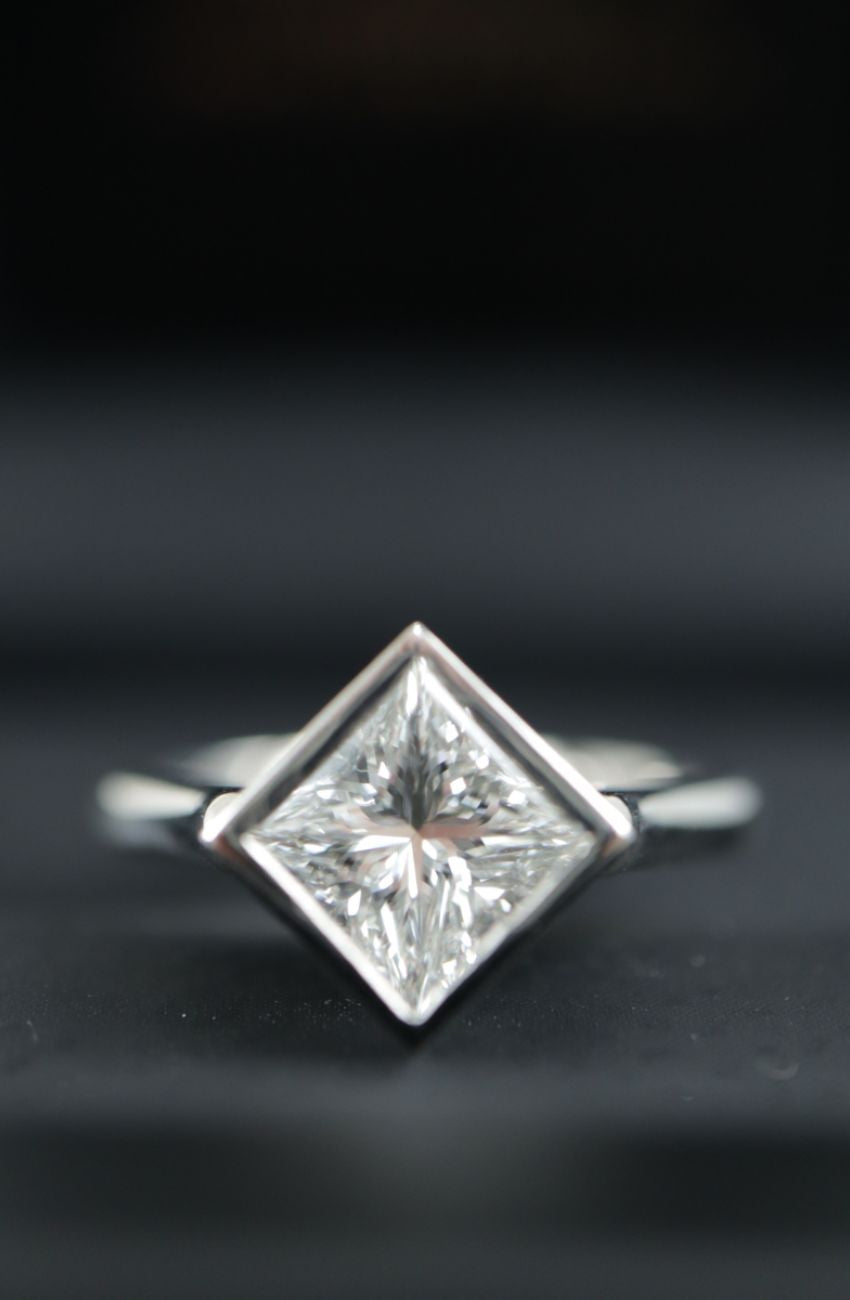 Princess Cut Diamond Bezel Set Solitaire - Boutee