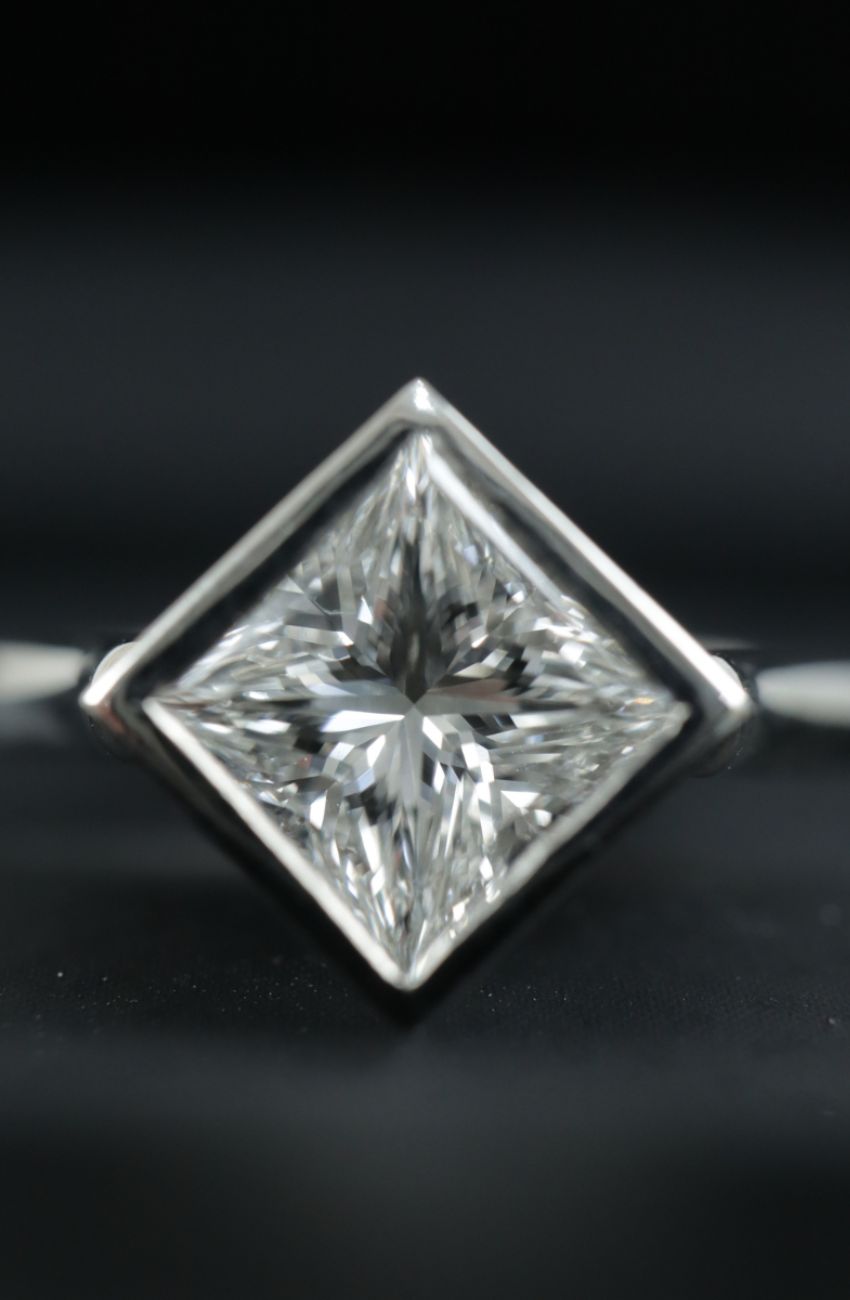 Princess Cut Diamond Bezel Set Solitaire - Boutee