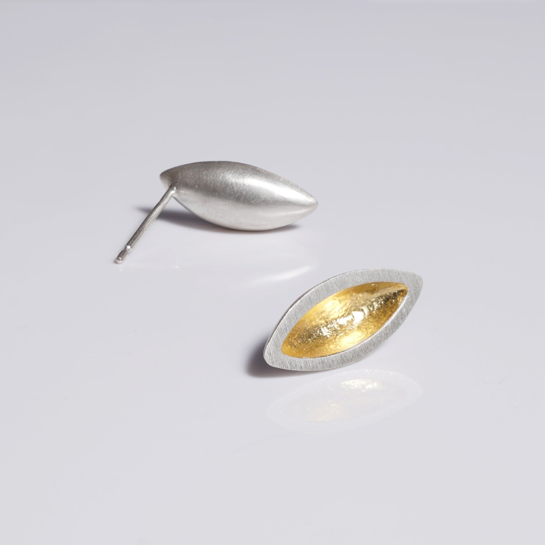 sterling silver sand cast stud earrings with 24k gold keum boo