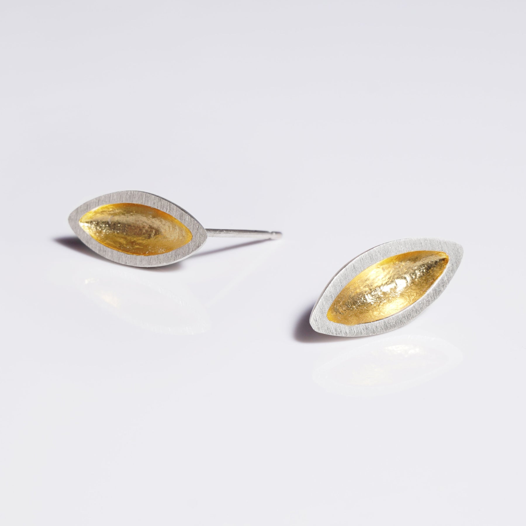 sterling silver sand cast stud earrings with 24k gold keum boo