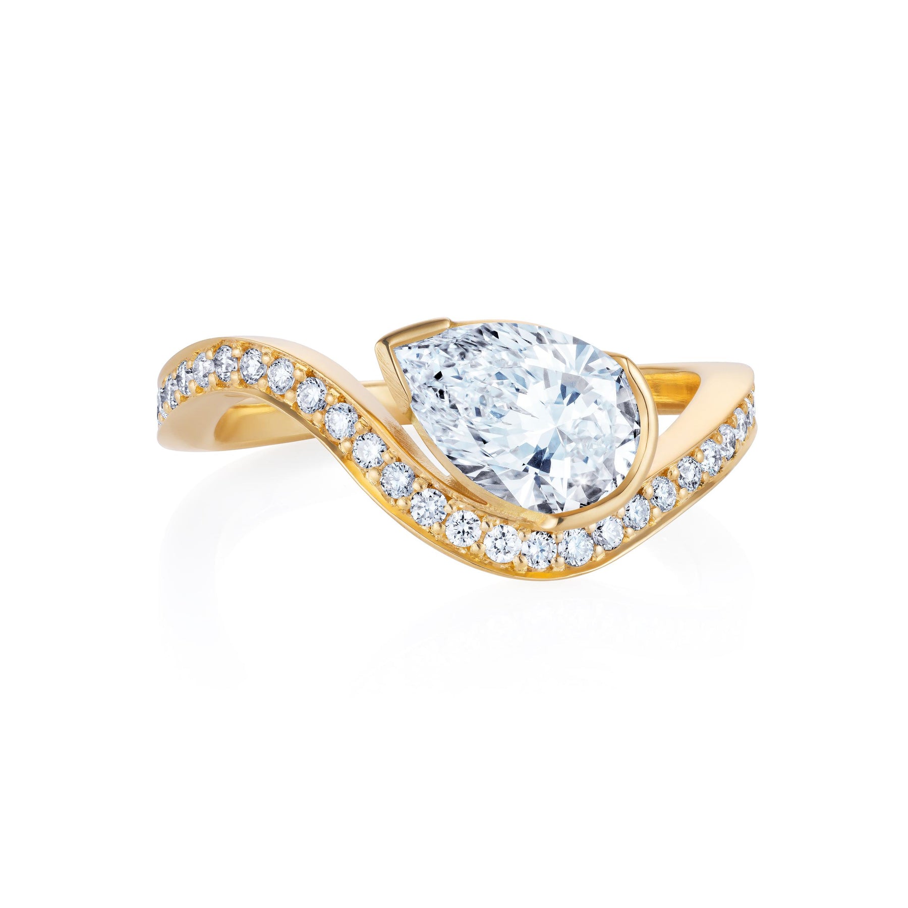 Wave Band Engagement Ring - Boutee